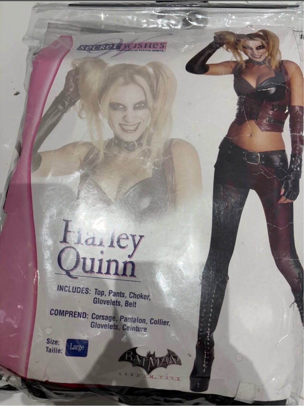 Size large Batman Arkham city Harley Quinn Halloween costume new